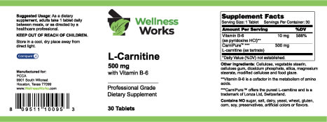 L-Carnitine / 500 mg with Vitamin B-6 — Medicine Center Pharmacy