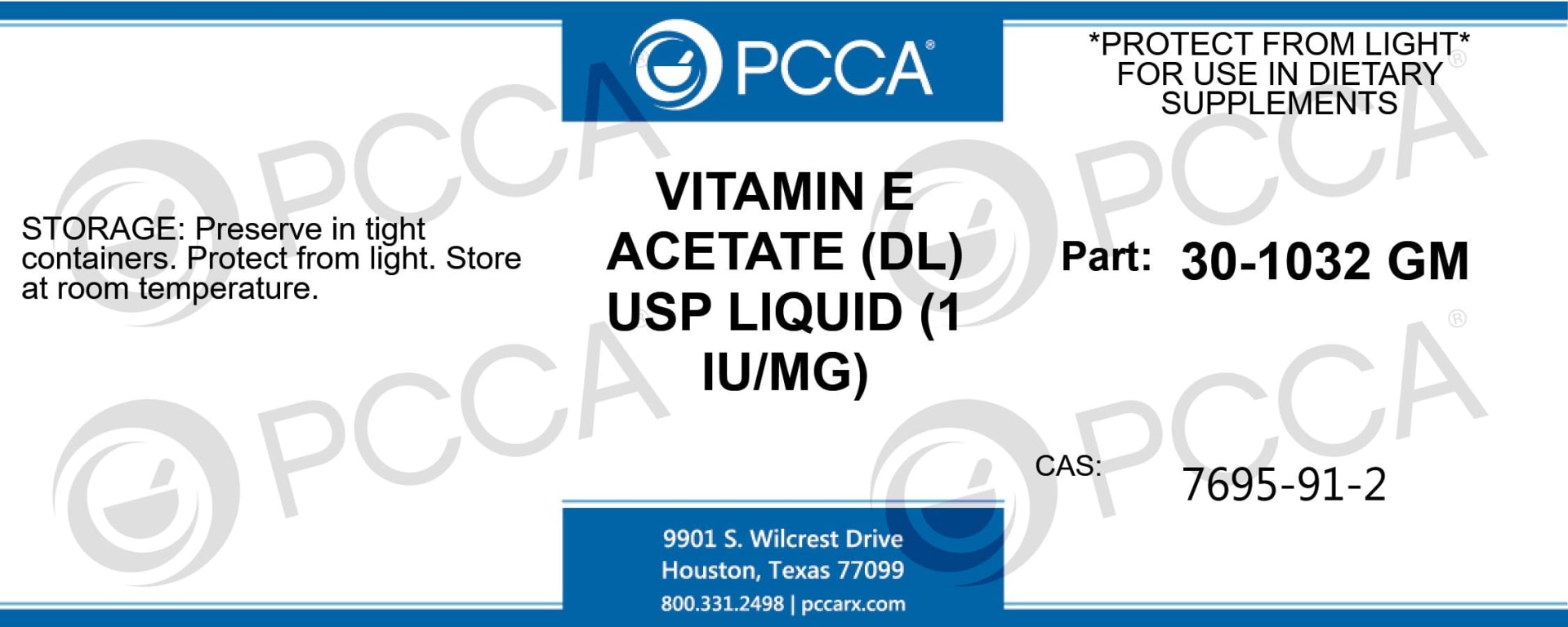 VITAMIN E ACETATE (DL) USP LIQUID (1 IU/MG) - PCCA VITAMIN E ACETATE (DL) USP LIQUID (1 IU/MG) - PCCA