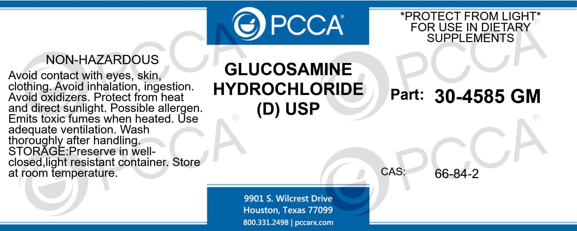 GLUCOSAMINE HYDROCHLORIDE (D) USP PCCA