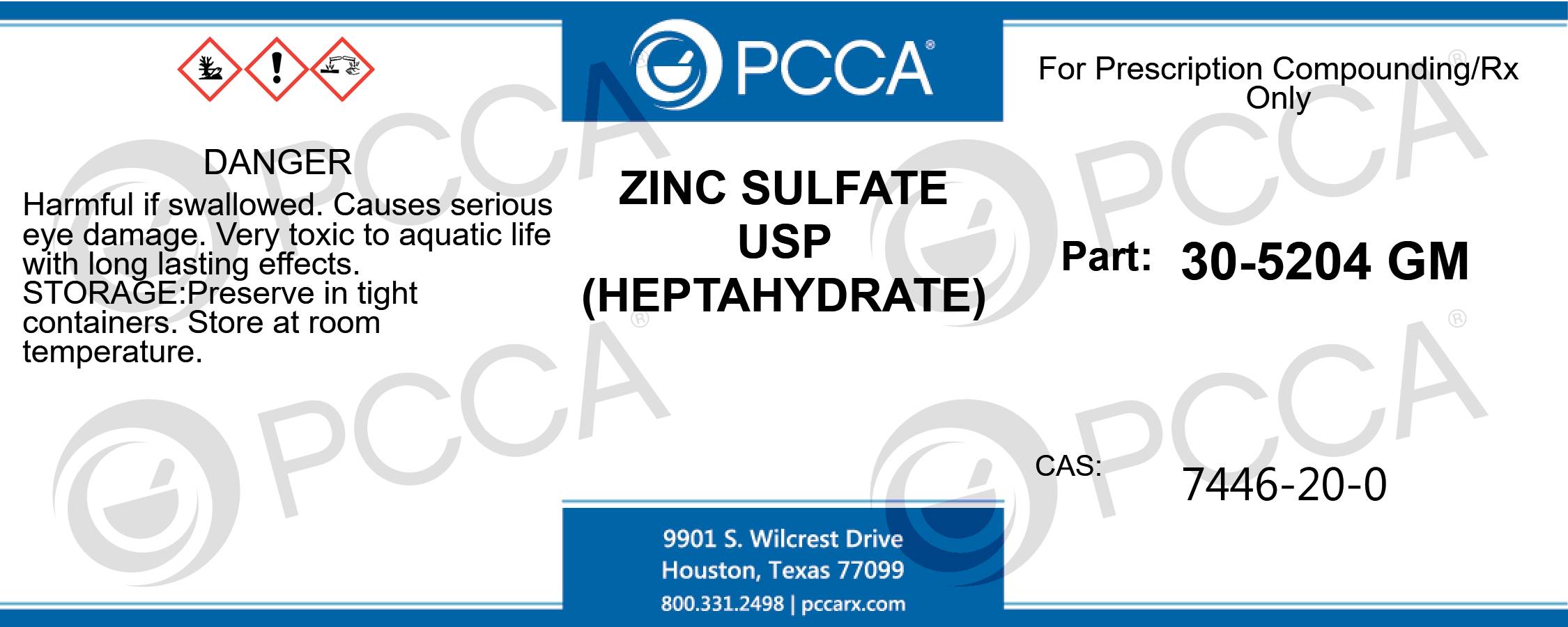 ZINC SULFATE USP (HEPTAHYDRATE) - PCCA ZINC SULFATE USP (HEPTAHYDRATE) - PCCA